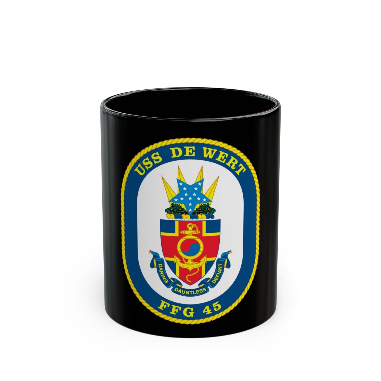 USS De Wert FFG 45 (U.S. Navy) Black Coffee Mug-11oz-The Sticker Space