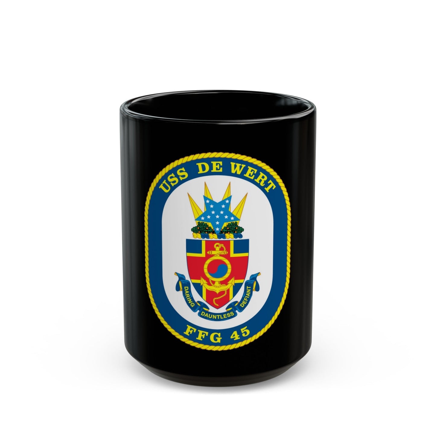 USS De Wert FFG 45 (U.S. Navy) Black Coffee Mug-15oz-The Sticker Space