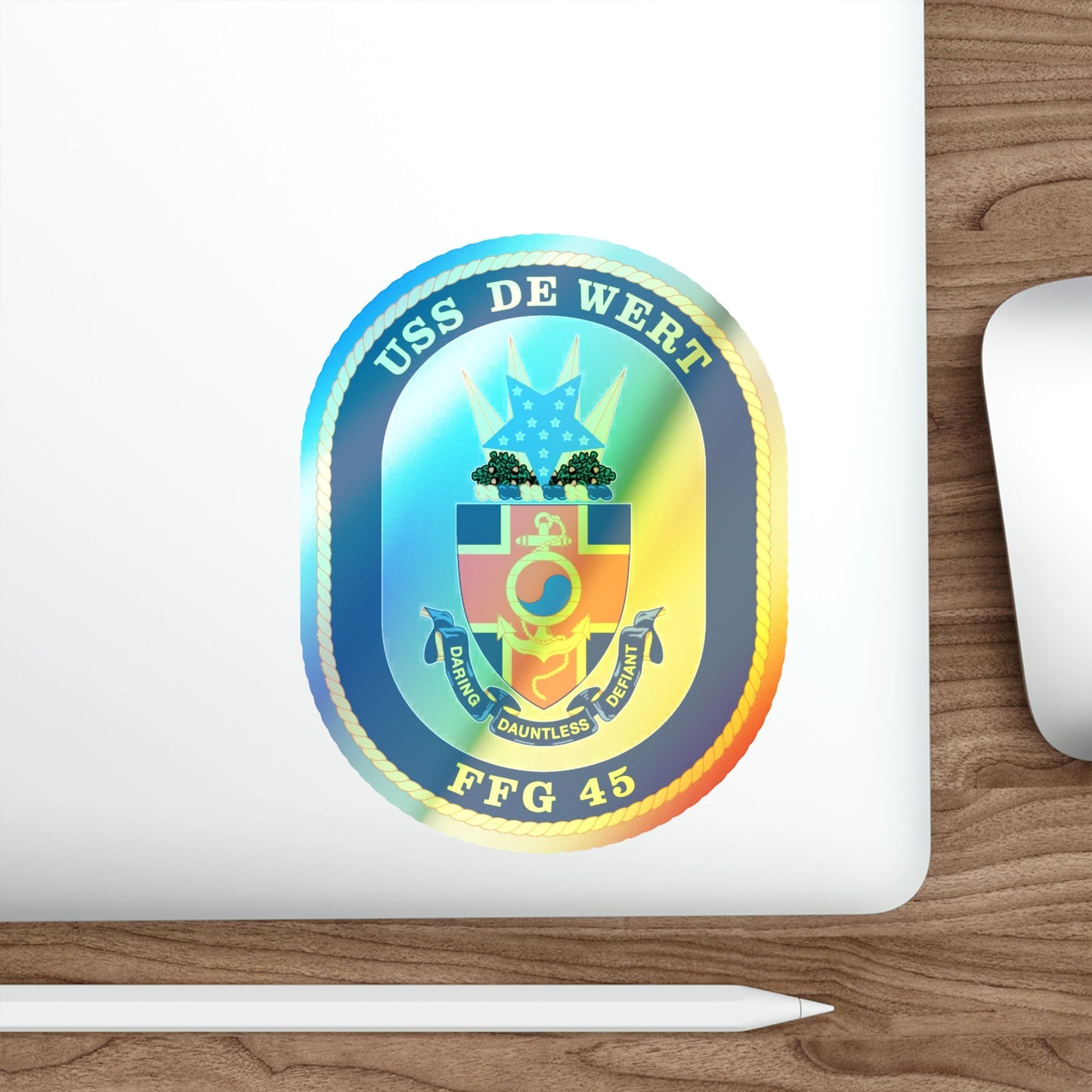 USS De Wert FFG 45 (U.S. Navy) Holographic STICKER Die-Cut Vinyl Decal-The Sticker Space