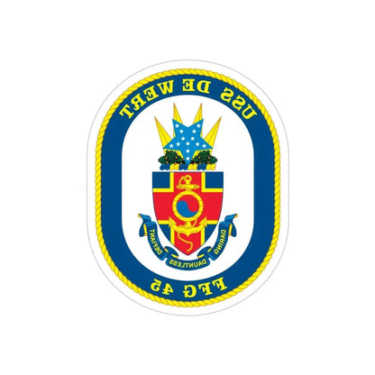 USS De Wert FFG 45 (U.S. Navy) REVERSE PRINT Transparent Die-Cut STICKER 5 Inch Die-Cut Transparent - The Sticker Space