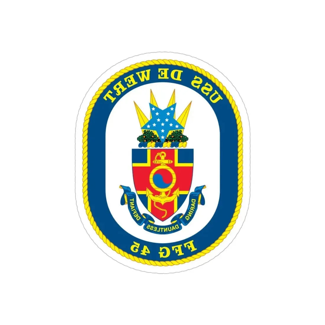 USS De Wert FFG 45 (U.S. Navy) REVERSE PRINT Transparent Die-Cut STICKER 6 Inch Die-Cut Transparent - The Sticker Space