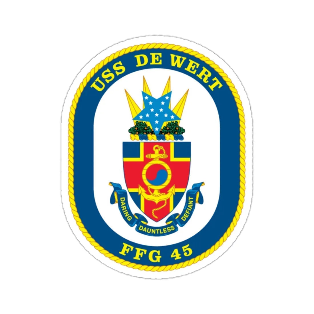 USS De Wert FFG 45 (U.S. Navy) STICKER Vinyl Die-Cut Decal 2 Inch - The Sticker Space
