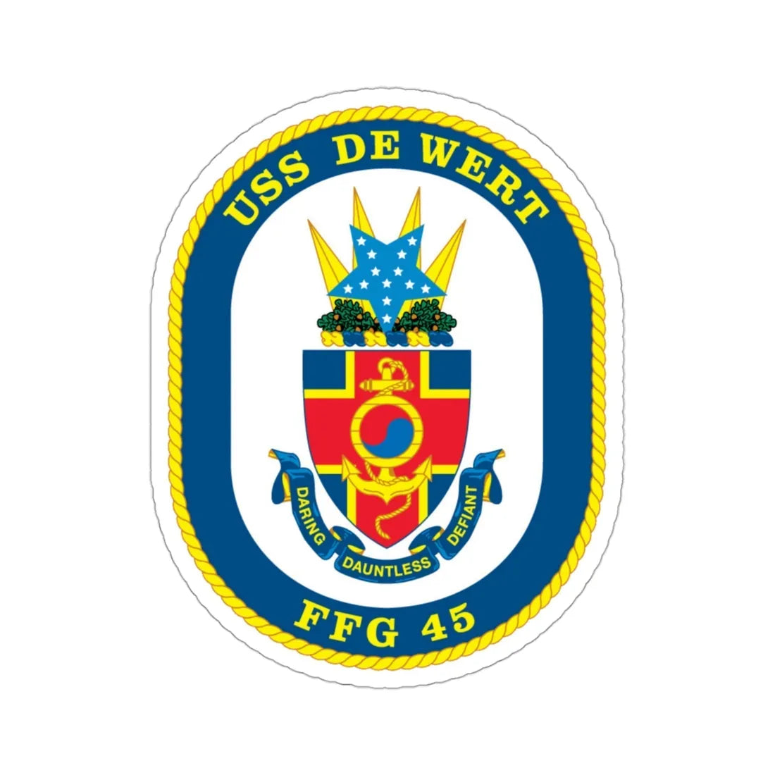 USS De Wert FFG 45 (U.S. Navy) STICKER Vinyl Die-Cut Decal 3 Inch - The Sticker Space