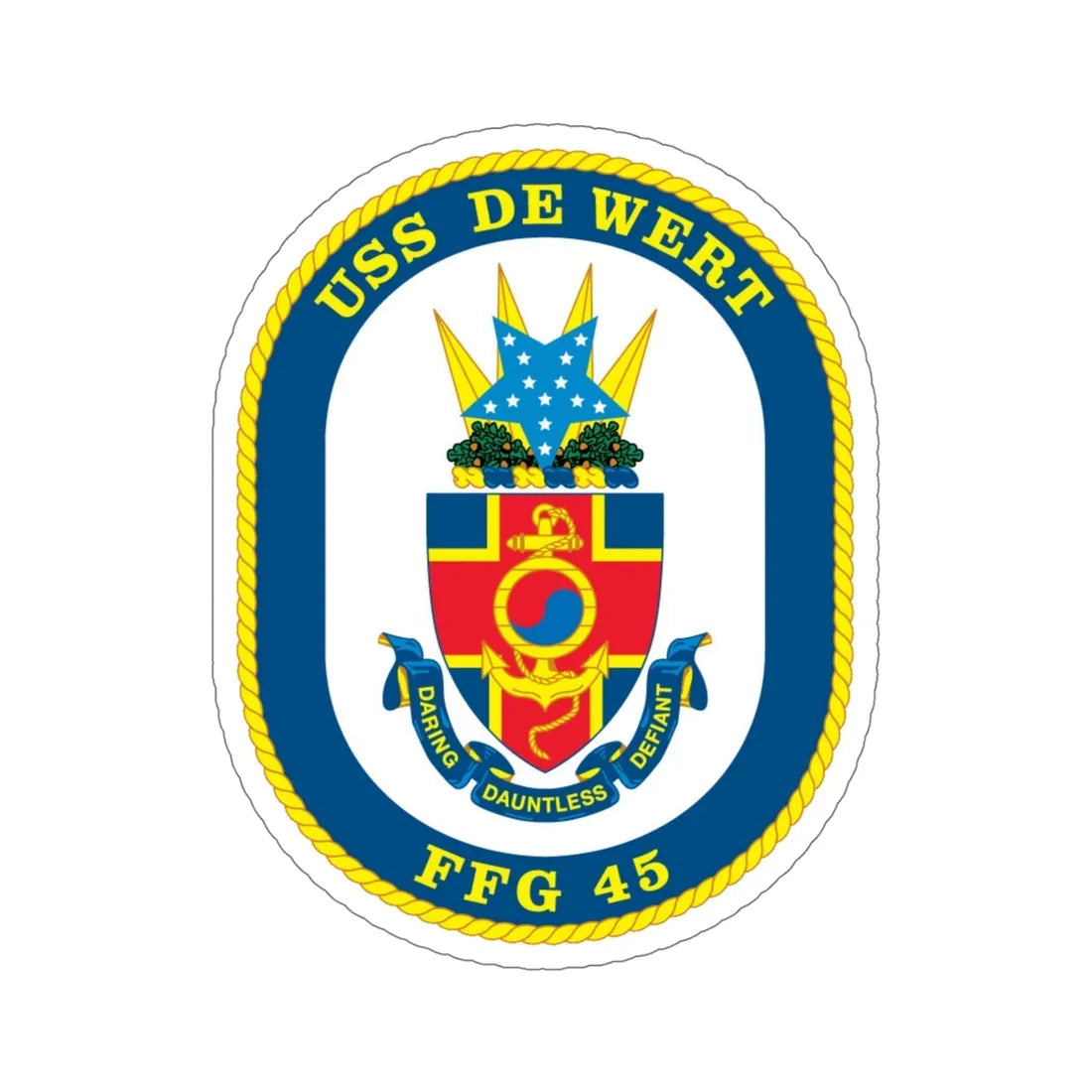 USS De Wert FFG 45 (U.S. Navy) STICKER Vinyl Die-Cut Decal 5 Inch - The Sticker Space