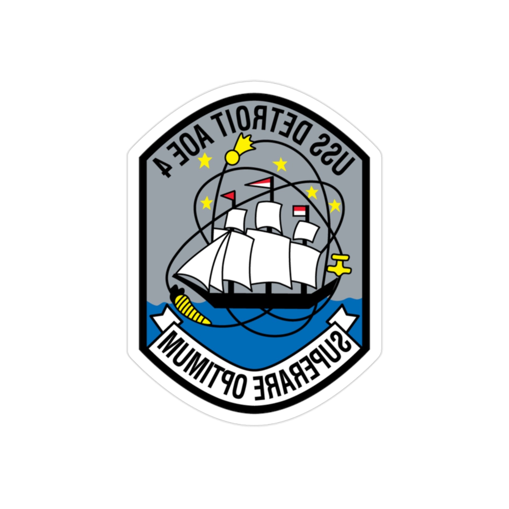 USS Detroit AOE 4 (U.S. Navy) REVERSE PRINT Transparent STICKER-2 Inch-The Sticker Space