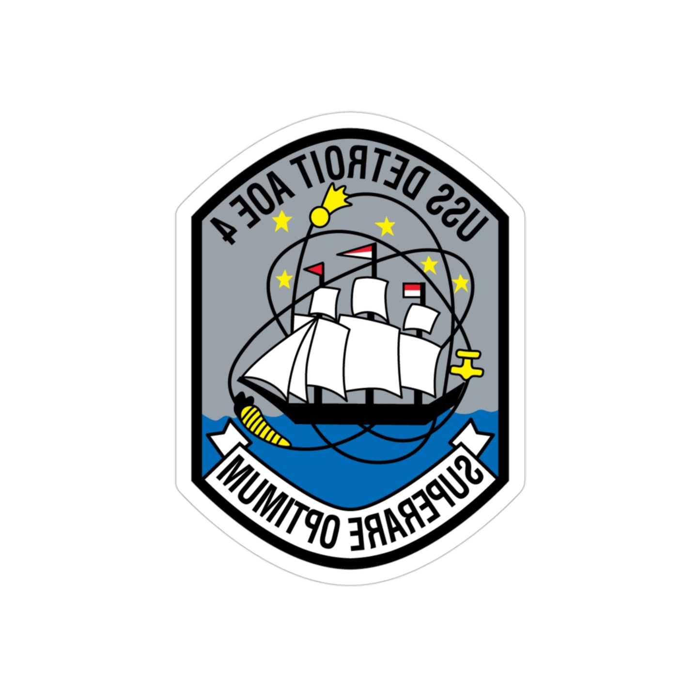 USS Detroit AOE 4 (U.S. Navy) REVERSE PRINT Transparent STICKER-3 Inch-The Sticker Space