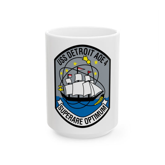 USS Detroit AOE 4 (U.S. Navy) White Coffee Mug-15oz-The Sticker Space