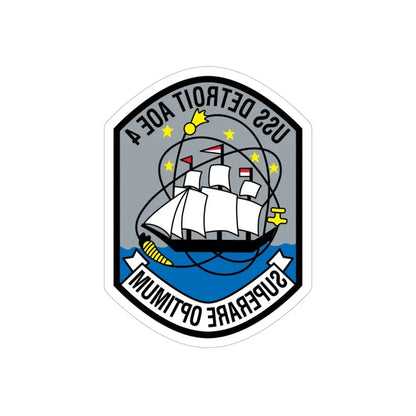 USS Detroit AOE 4 (U.S. Navy) REVERSE PRINT Transparent Die-Cut STICKER 4 Inch Die-Cut Transparent - The Sticker Space