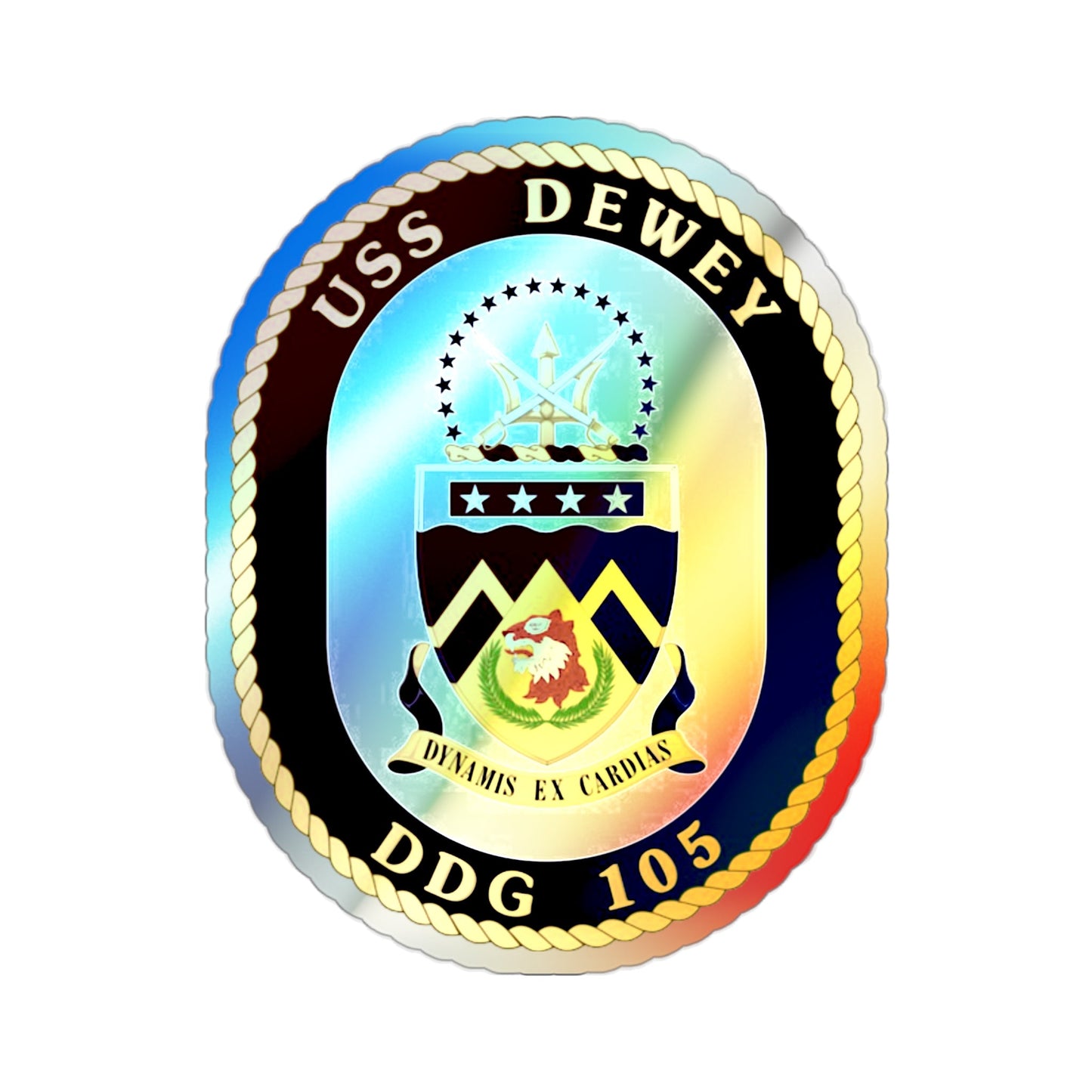 USS Dewey COA (U.S. Navy) Holographic STICKER Die-Cut Vinyl Decal-2 Inch-The Sticker Space