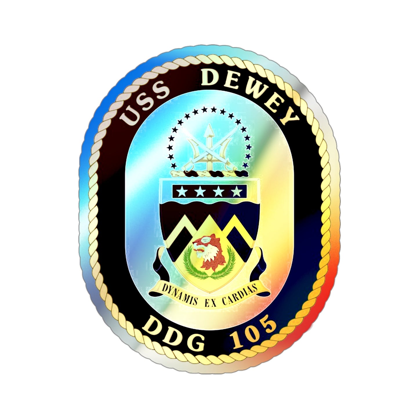 USS Dewey COA (U.S. Navy) Holographic STICKER Die-Cut Vinyl Decal-4 Inch-The Sticker Space