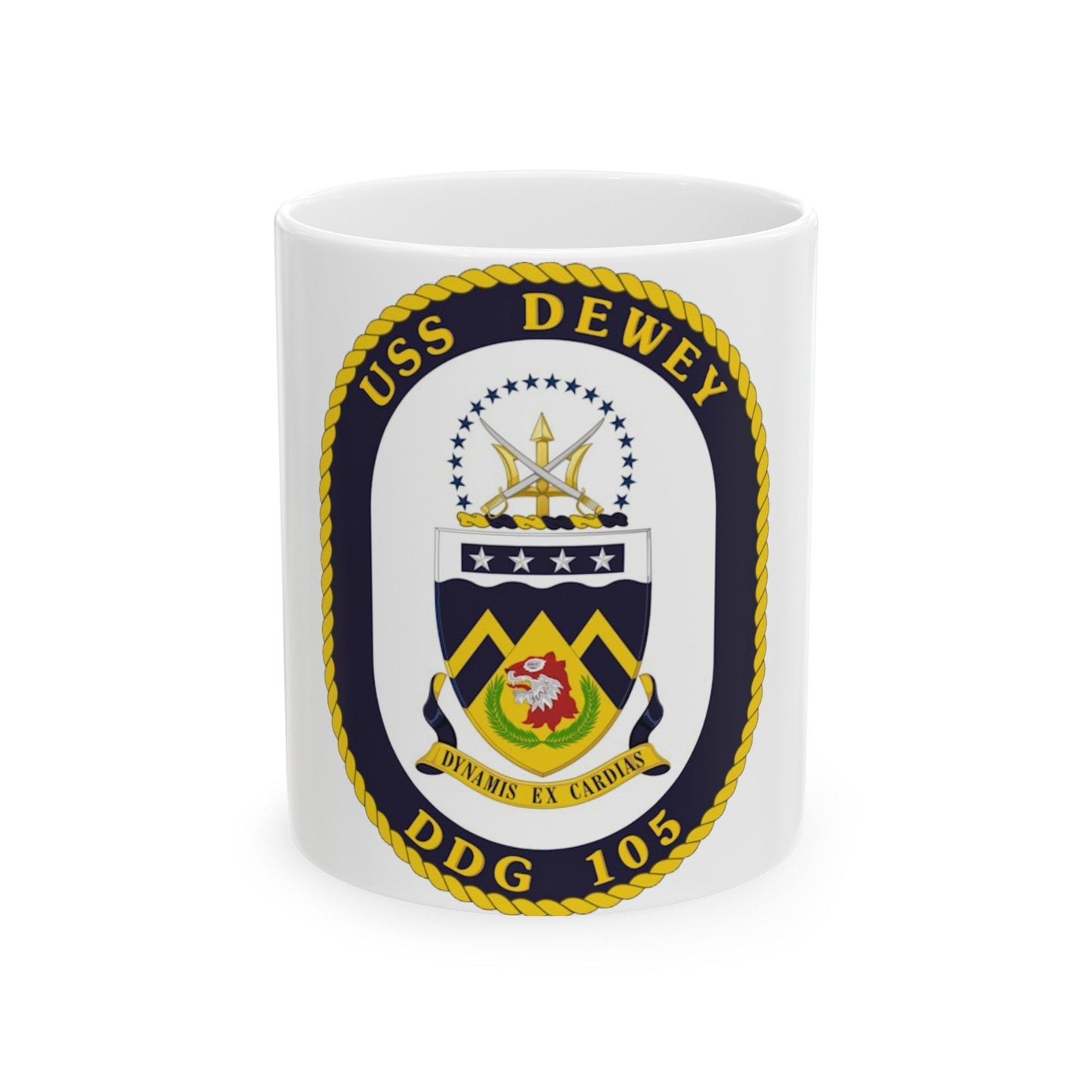 USS Dewey COA (U.S. Navy) White Coffee Mug-11oz-The Sticker Space