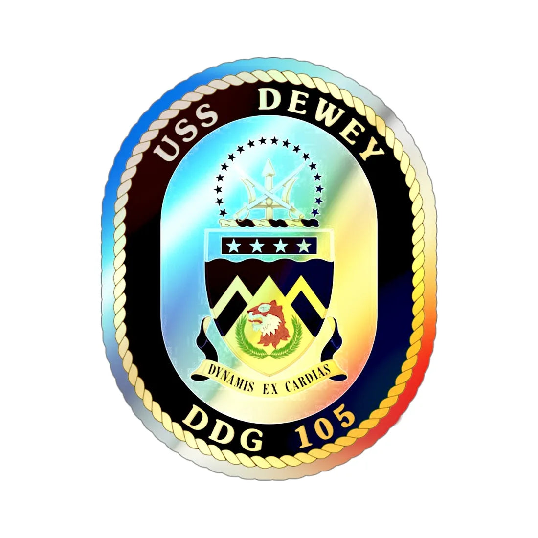 USS Dewey COA (U.S. Navy) Holographic STICKER Die-Cut Vinyl Decal 4 Inch Holographic - The Sticker Space