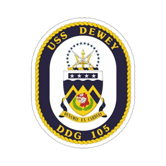 USS Dewey COA (U.S. Navy) STICKER Vinyl Kiss-Cut Decal 2 Inch White - The Sticker Space