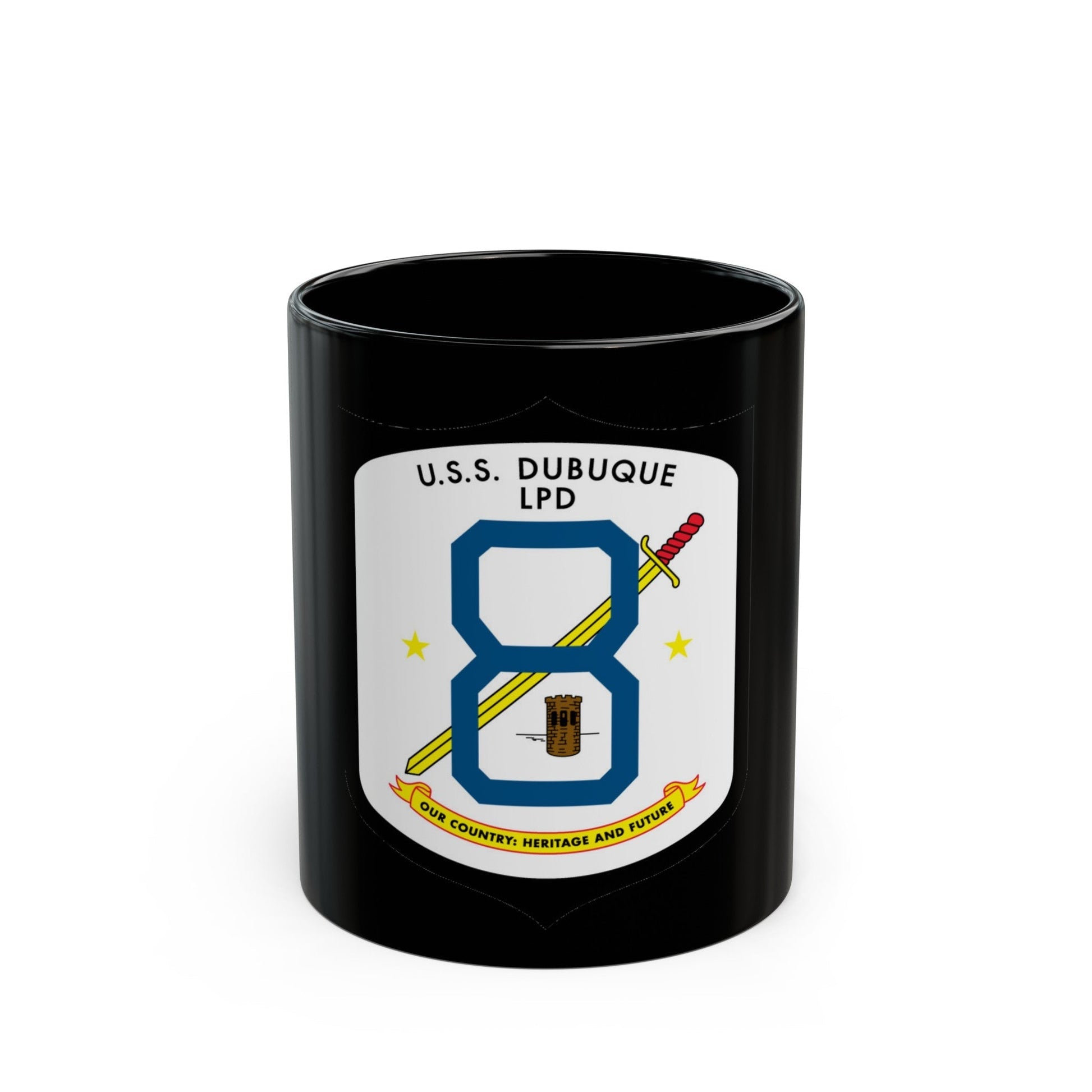 USS Dubuque LPD 8 (U.S. Navy) Black Coffee Mug-11oz-The Sticker Space