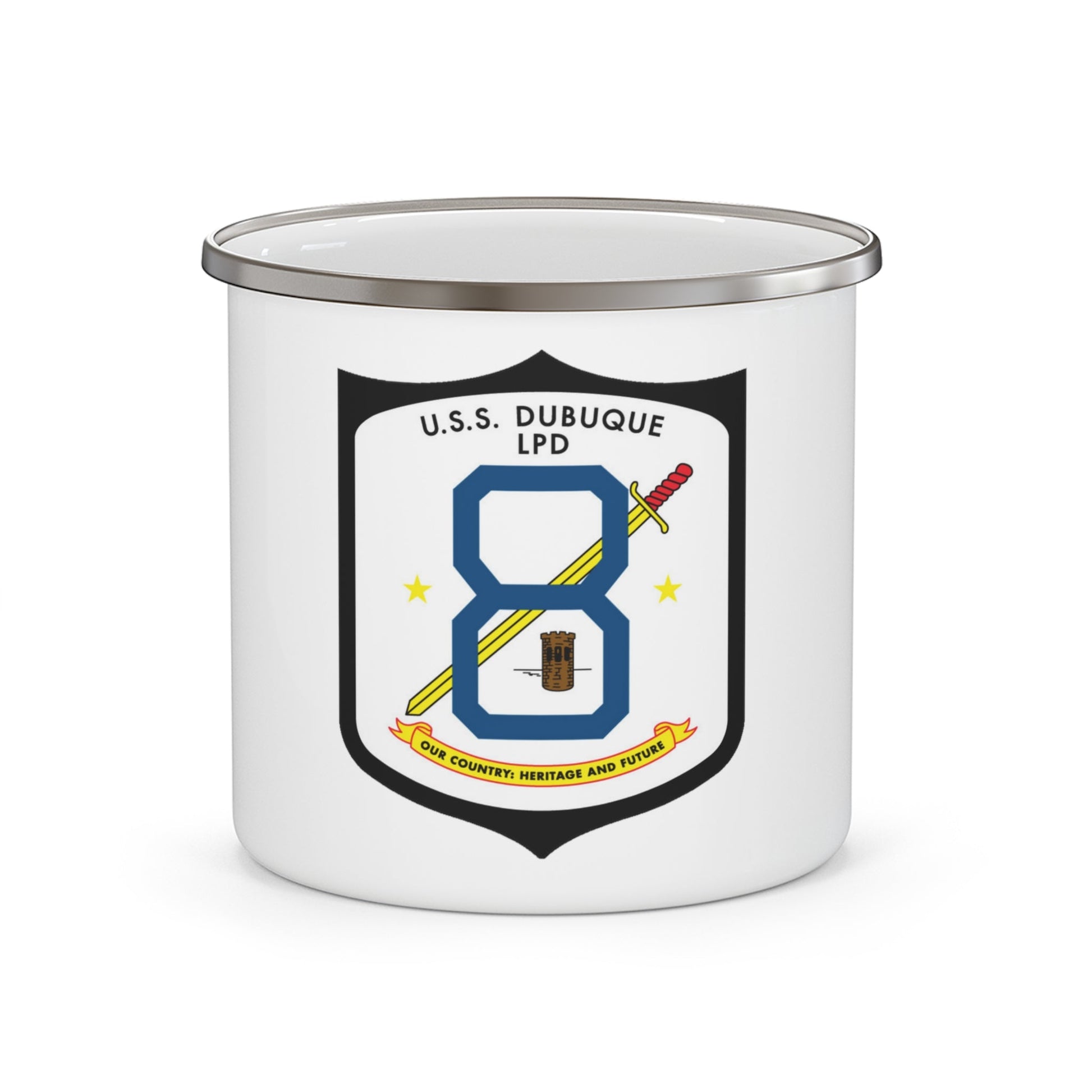 USS Dubuque LPD 8 (U.S. Navy) Enamel Mug 12oz-12oz-The Sticker Space