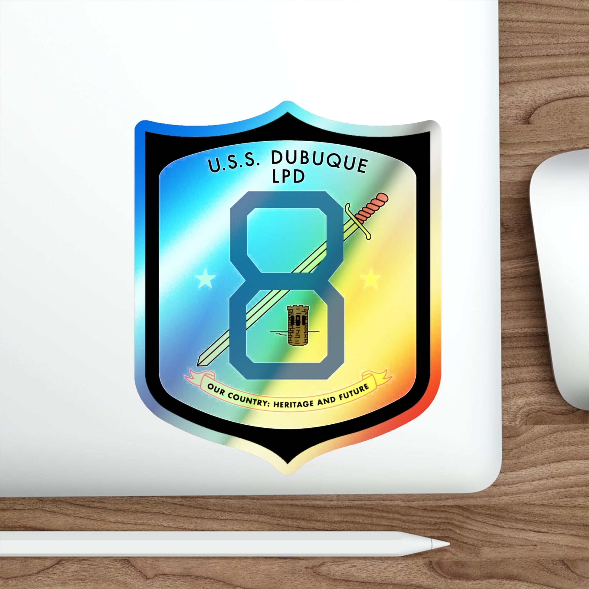 USS Dubuque LPD 8 (U.S. Navy) Holographic STICKER Die-Cut Vinyl Decal-The Sticker Space