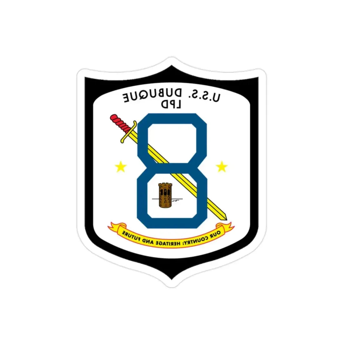 USS Dubuque LPD 8 (U.S. Navy) REVERSE PRINT Transparent Die-Cut STICKER 2 Inch Die-Cut Transparent - The Sticker Space