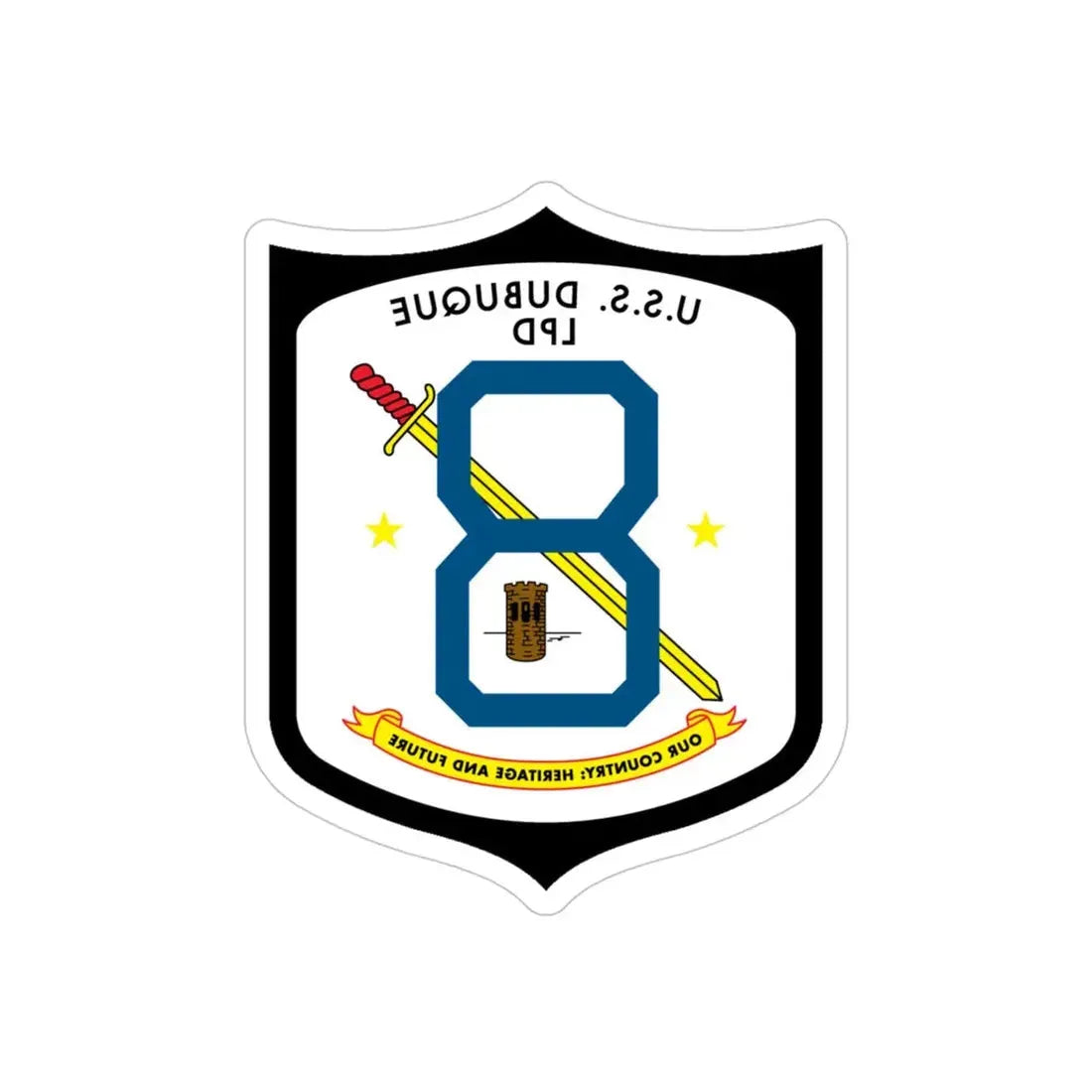 USS Dubuque LPD 8 (U.S. Navy) REVERSE PRINT Transparent Die-Cut STICKER 4 Inch Die-Cut Transparent - The Sticker Space