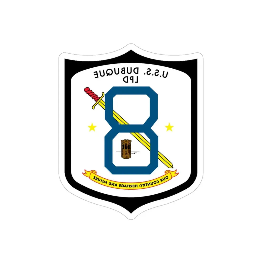 USS Dubuque LPD 8 (U.S. Navy) REVERSE PRINT Transparent Die-Cut STICKER 5 Inch Die-Cut Transparent - The Sticker Space