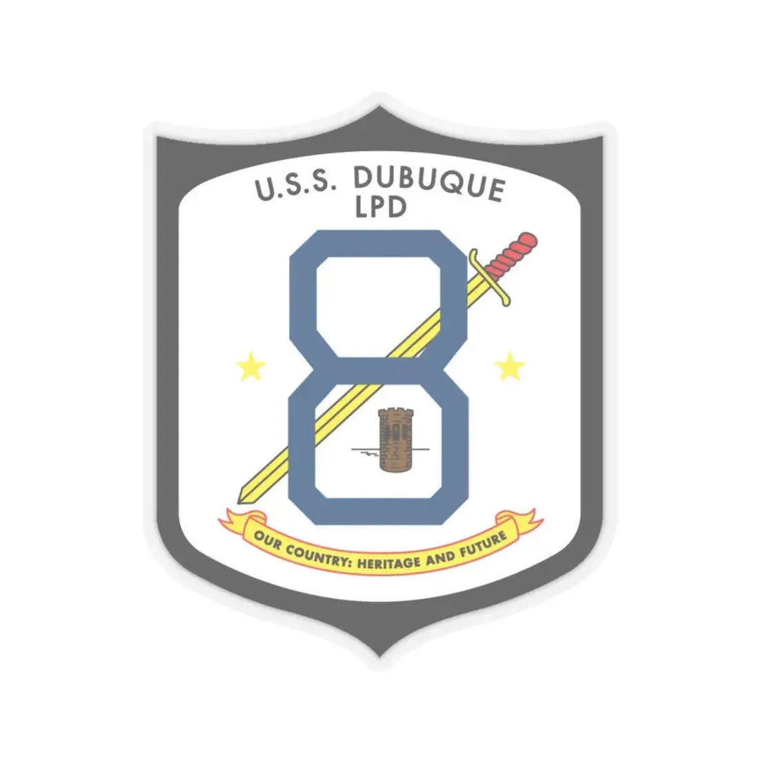 USS Dubuque LPD 8 (U.S. Navy) STICKER Vinyl Kiss-Cut Decal 4 Inch Transparent - The Sticker Space
