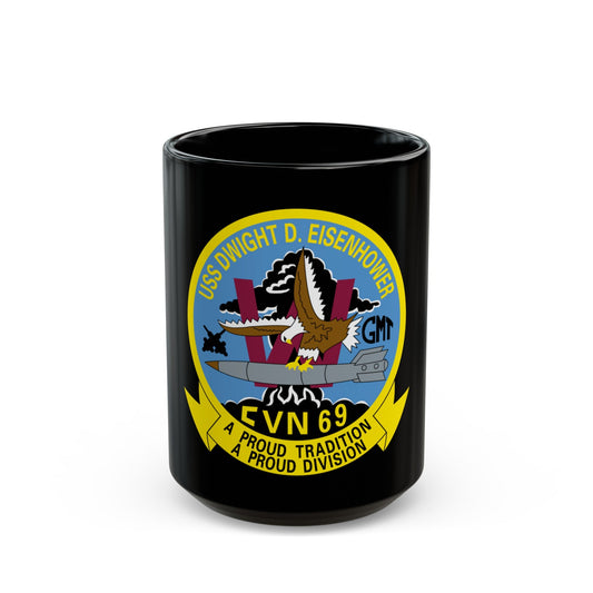 USS Dwight D Eisenhower Proud Tradition (U.S. Navy) Black Coffee Mug-15oz-The Sticker Space