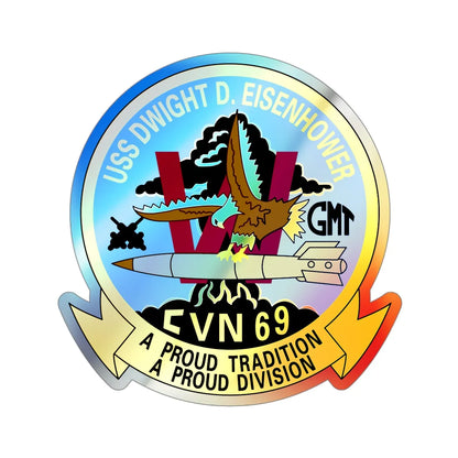 USS Dwight D Eisenhower Proud Tradition (U.S. Navy) Holographic STICKER Die-Cut Vinyl Decal 4 Inch Holographic - The Sticker Space