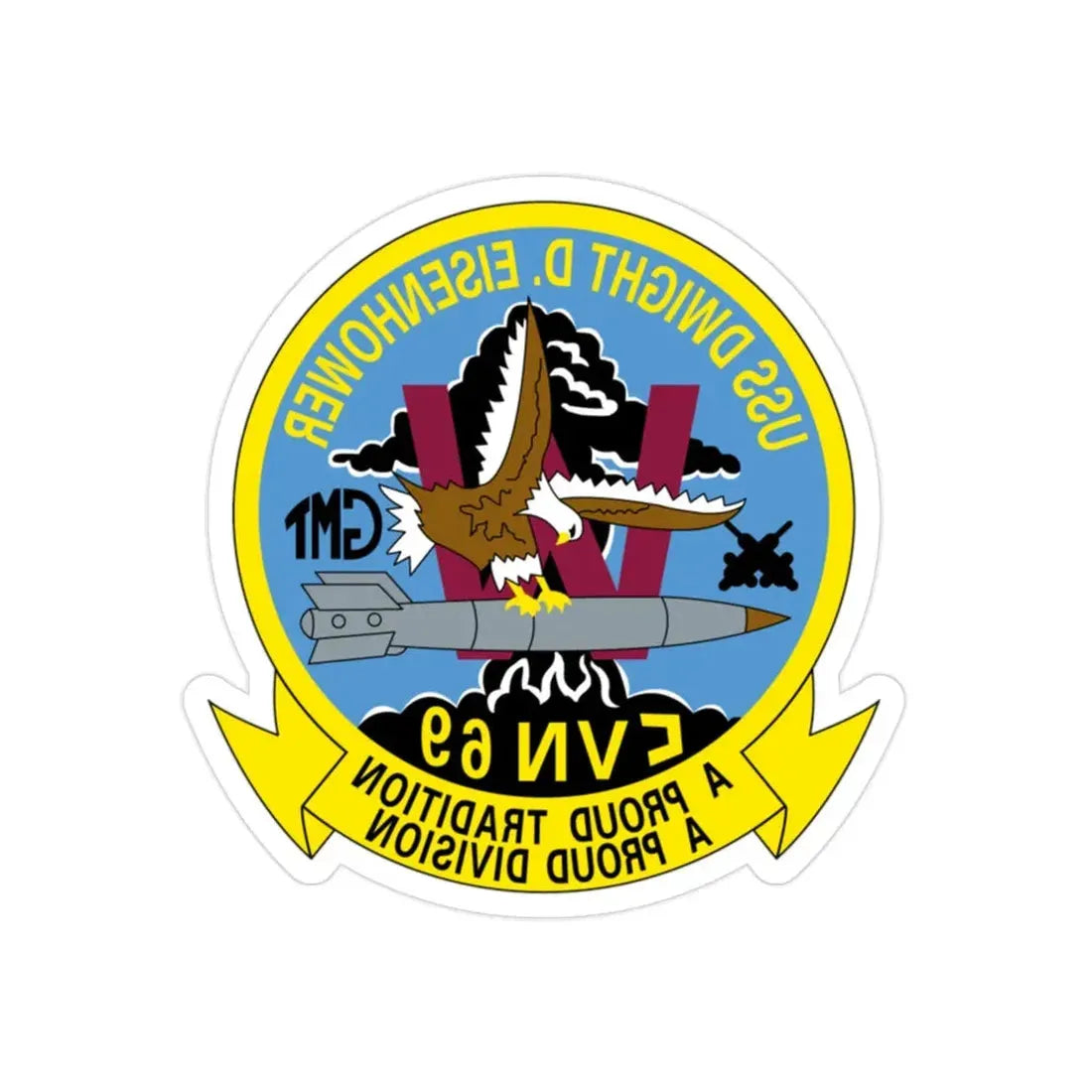 USS Dwight D Eisenhower Proud Tradition (U.S. Navy) REVERSE PRINT Transparent Die-Cut STICKER 2 Inch Die-Cut Transparent - The Sticker Space