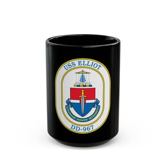 USS Elliot DD 967 (U.S. Navy) Black Coffee Mug-15oz-The Sticker Space