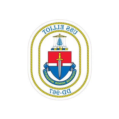 USS Elliot DD 967 (U.S. Navy) REVERSE PRINT Transparent STICKER-4 Inch-The Sticker Space