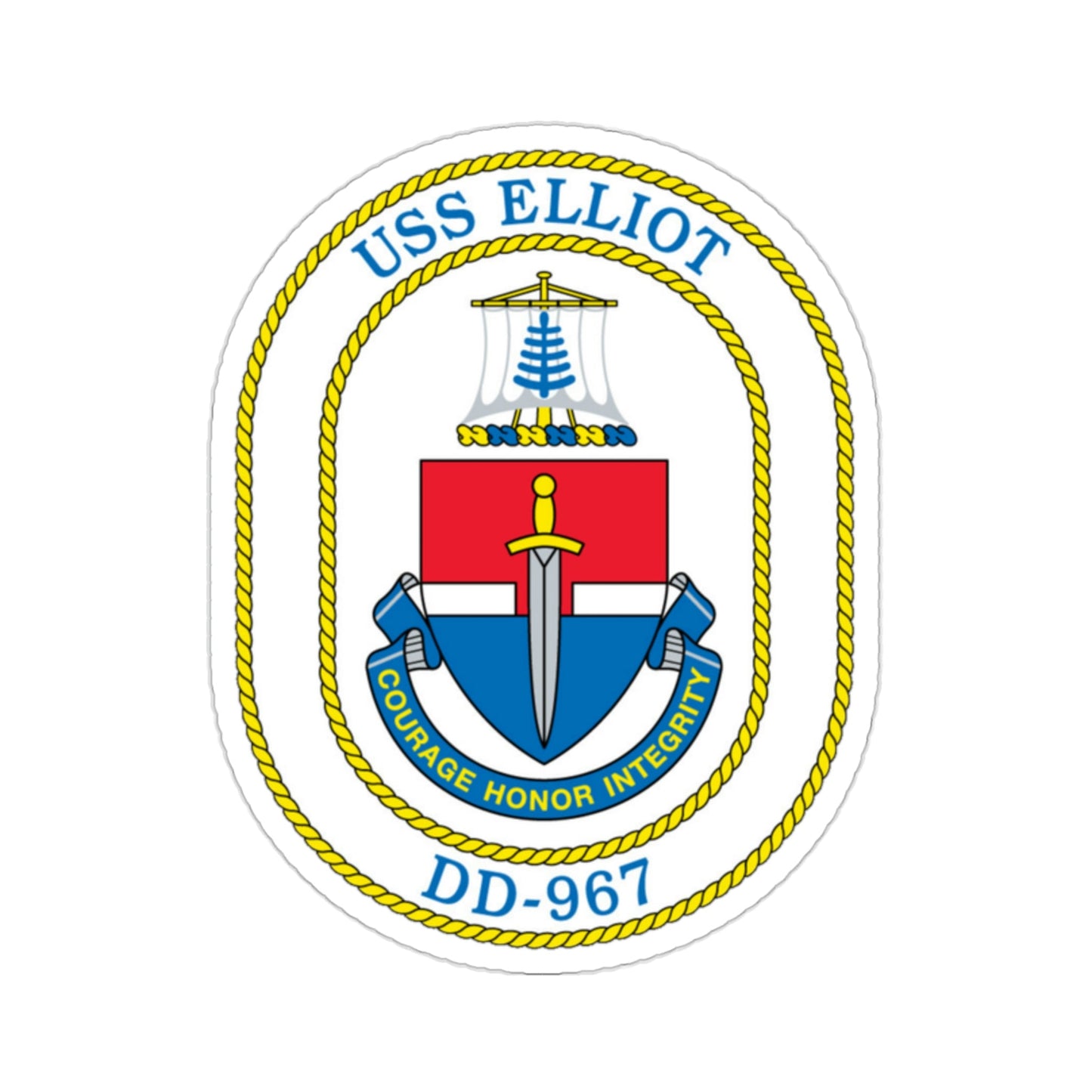 USS Elliot DD 967 (U.S. Navy) STICKER Vinyl Die-Cut Decal-2 Inch-The Sticker Space