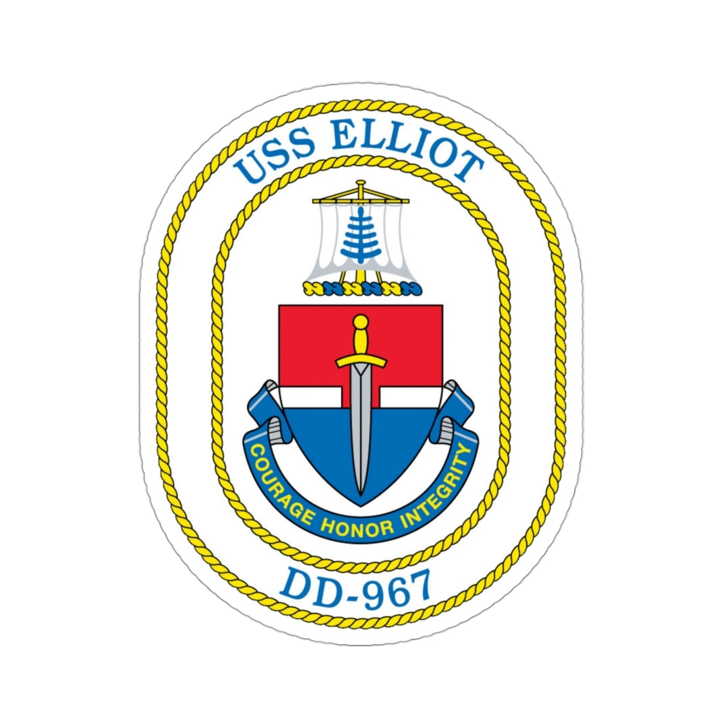 USS Elliot DD 967 (U.S. Navy) STICKER Vinyl Die-Cut Decal-3 Inch-The Sticker Space