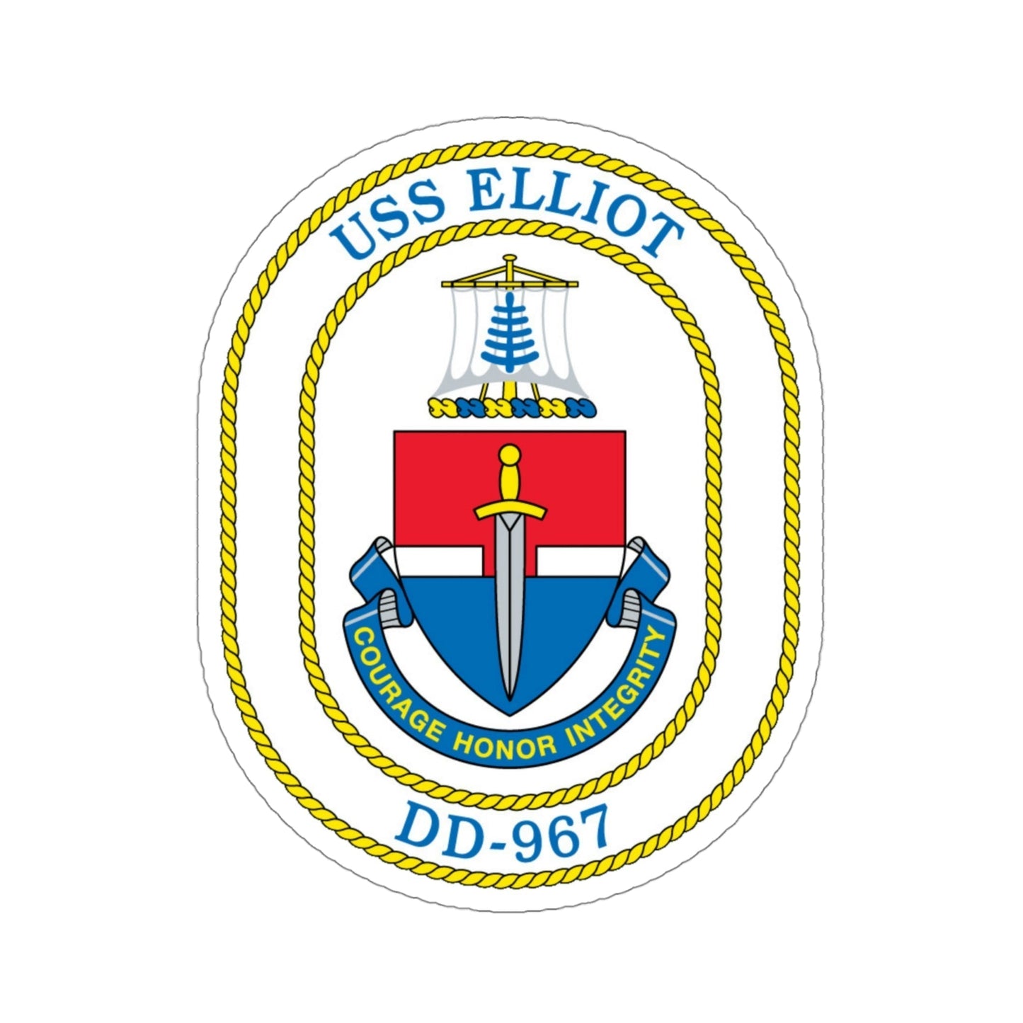 USS Elliot DD 967 (U.S. Navy) STICKER Vinyl Die-Cut Decal-4 Inch-The Sticker Space