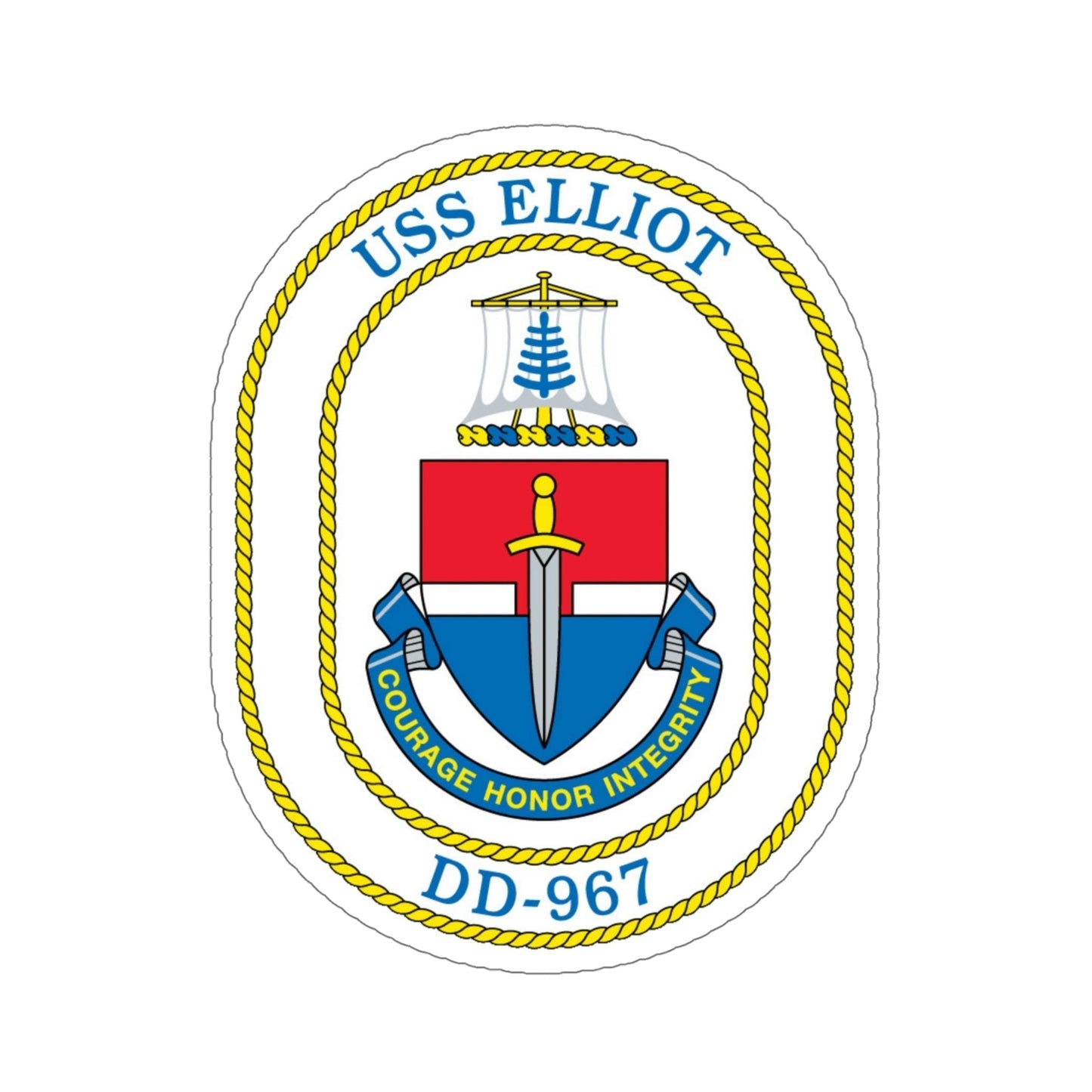 USS Elliot DD 967 (U.S. Navy) STICKER Vinyl Die-Cut Decal-6 Inch-The Sticker Space