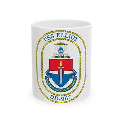 USS Elliot DD 967 (U.S. Navy) White Coffee Mug-11oz-The Sticker Space