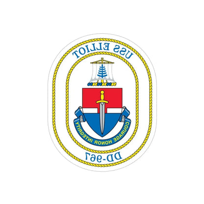 USS Elliot DD 967 (U.S. Navy) REVERSE PRINT Transparent Die-Cut STICKER 6 Inch Die-Cut Transparent - The Sticker Space