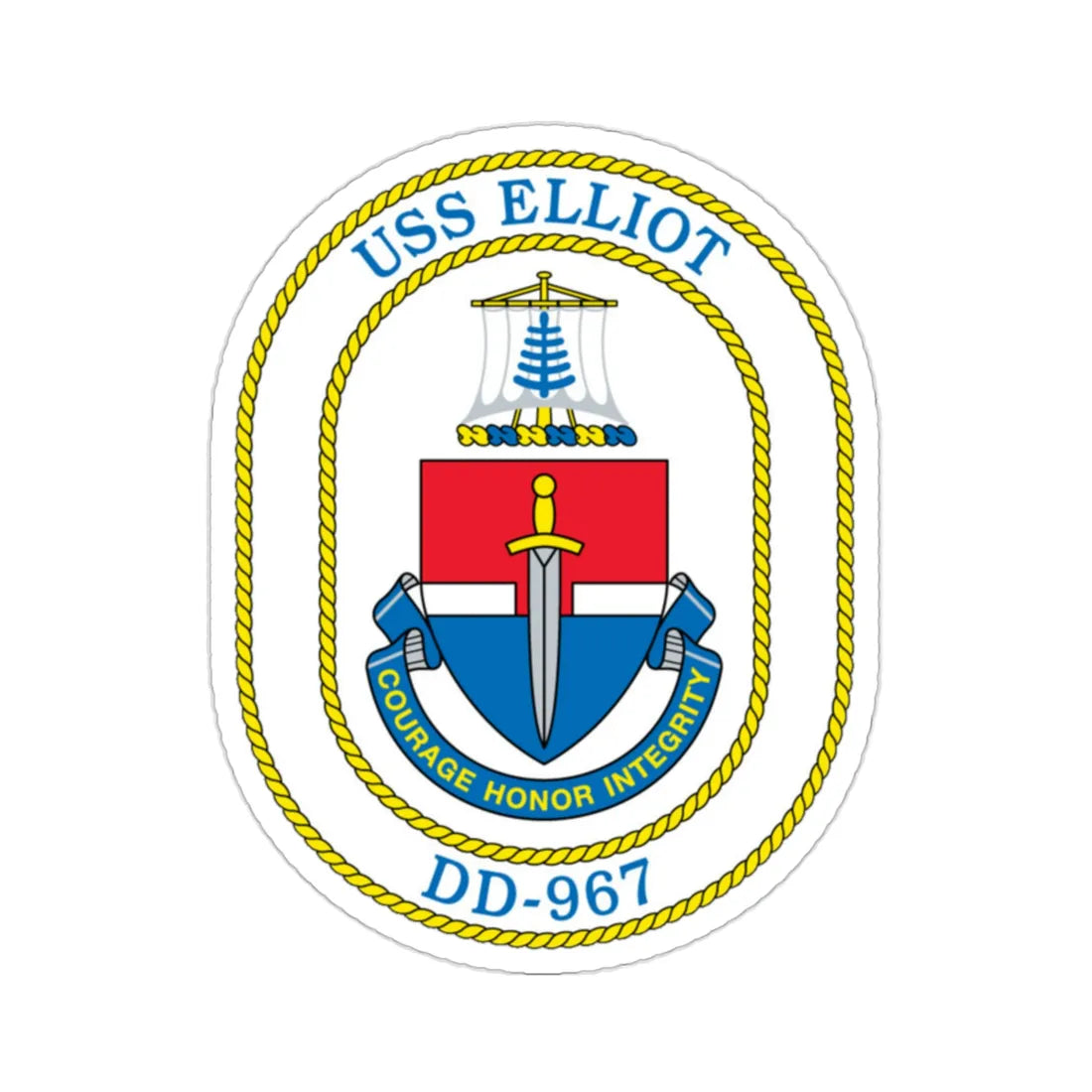 USS Elliot DD 967 (U.S. Navy) STICKER Vinyl Die-Cut Decal 2 Inch - The Sticker Space