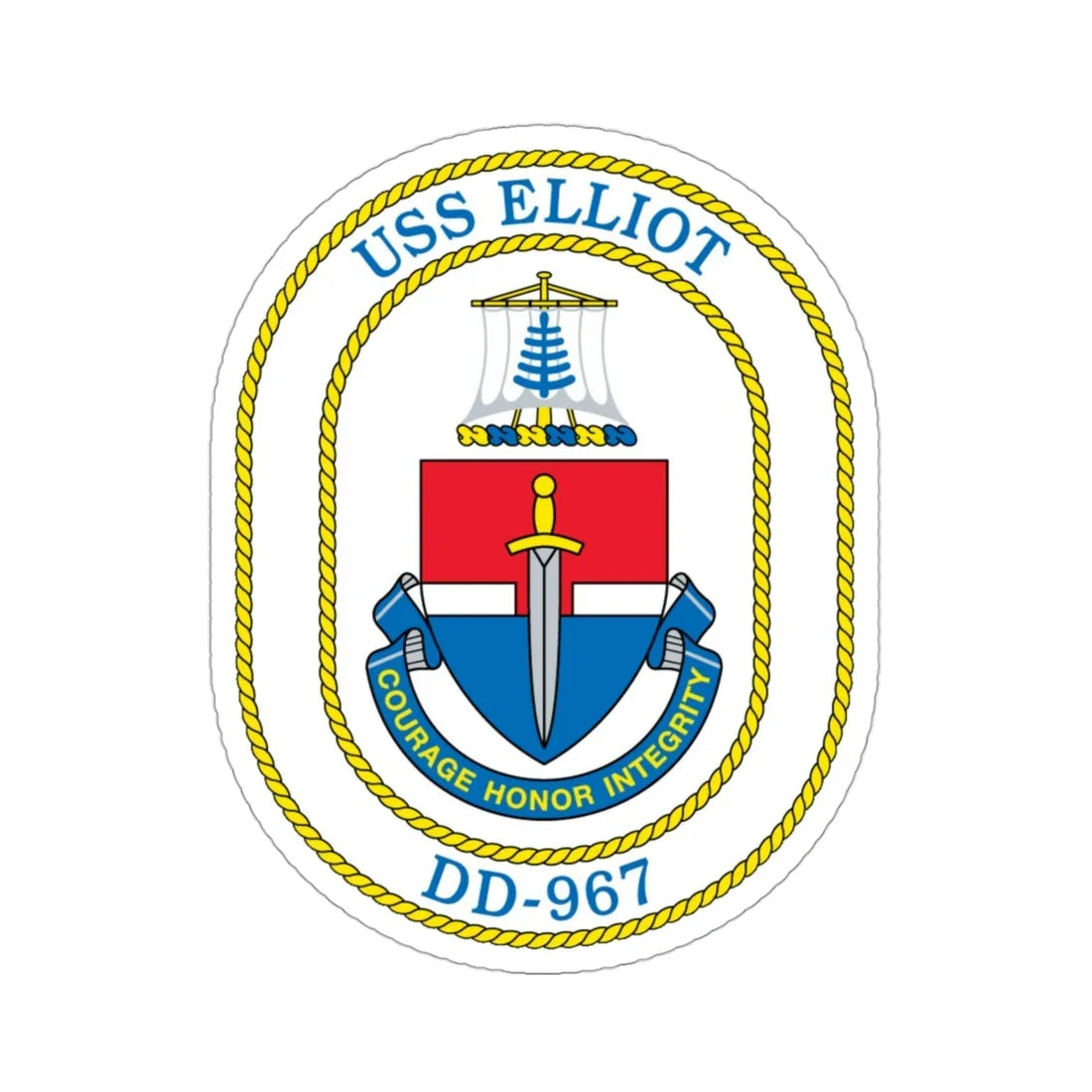 USS Elliot DD 967 (U.S. Navy) STICKER Vinyl Die-Cut Decal 3 Inch - The Sticker Space