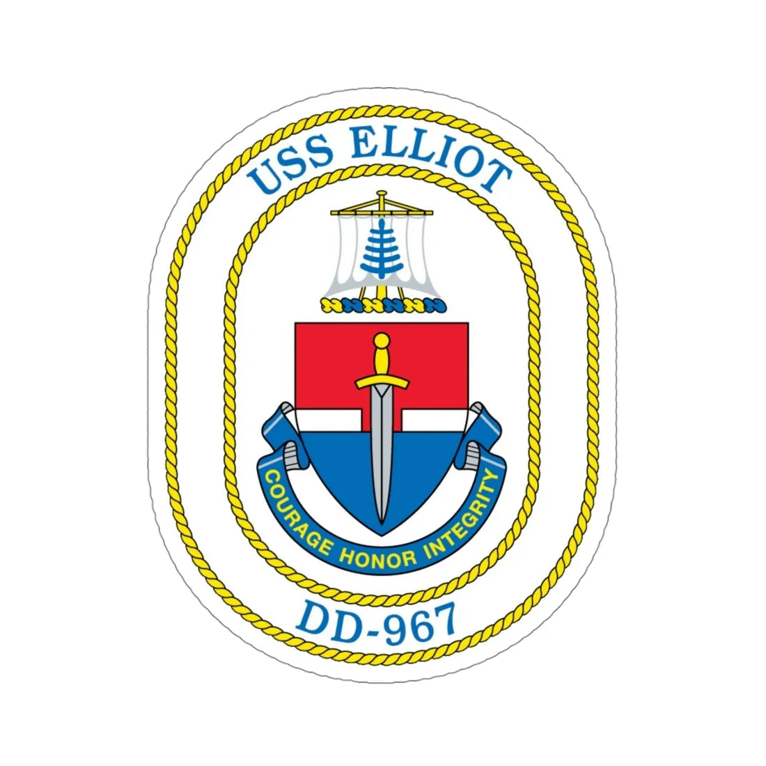USS Elliot DD 967 (U.S. Navy) STICKER Vinyl Die-Cut Decal 4 Inch - The Sticker Space