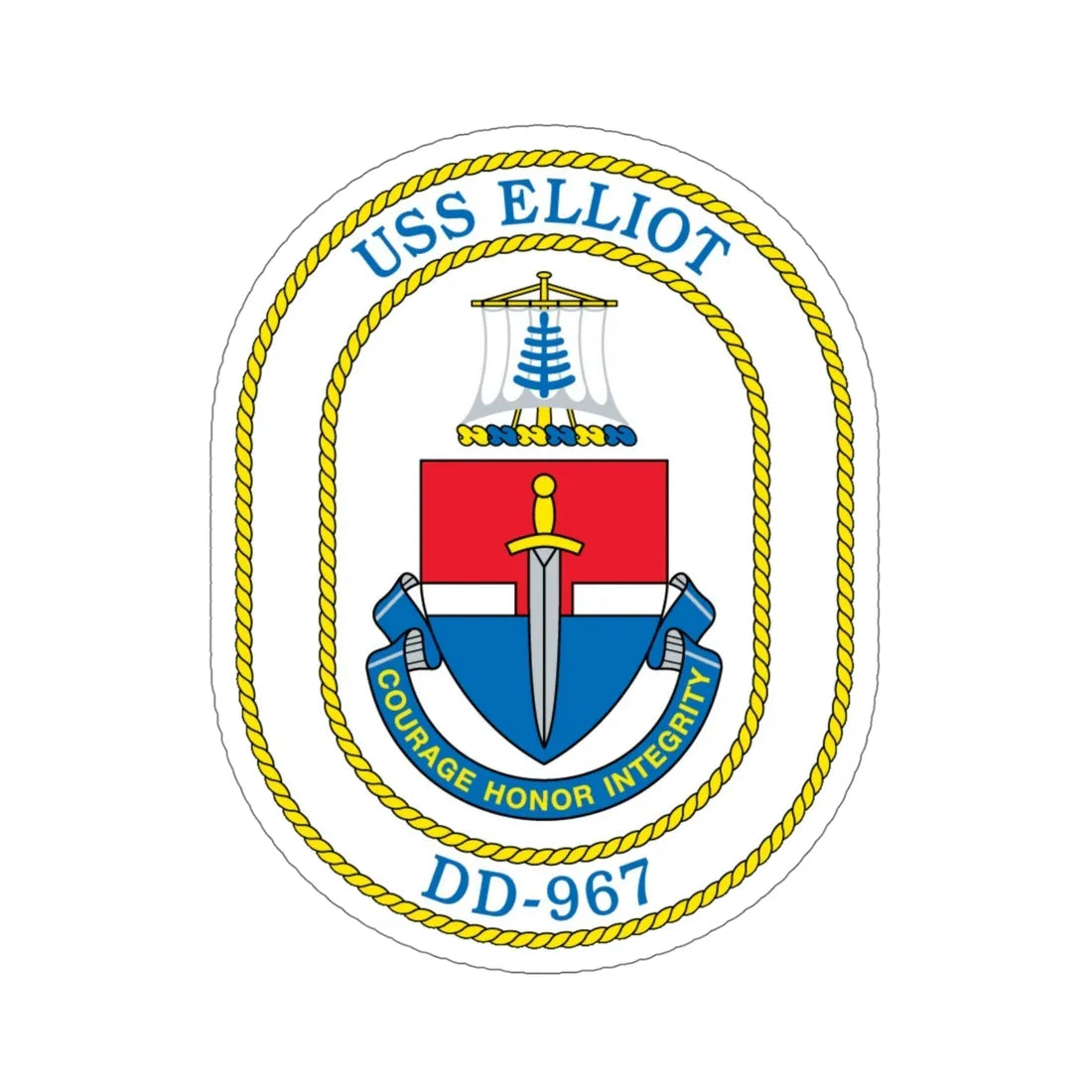 USS Elliot DD 967 (U.S. Navy) STICKER Vinyl Die-Cut Decal 5 Inch - The Sticker Space