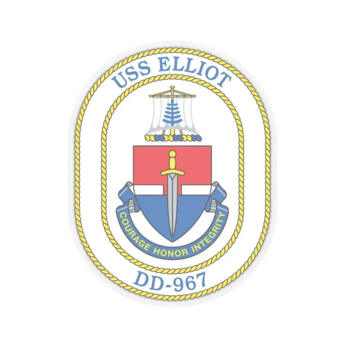 USS Elliot DD 967 (U.S. Navy) STICKER Vinyl Kiss-Cut Decal 2 Inch Transparent - The Sticker Space