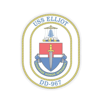 USS Elliot DD 967 (U.S. Navy) STICKER Vinyl Kiss-Cut Decal 2 Inch Transparent - The Sticker Space