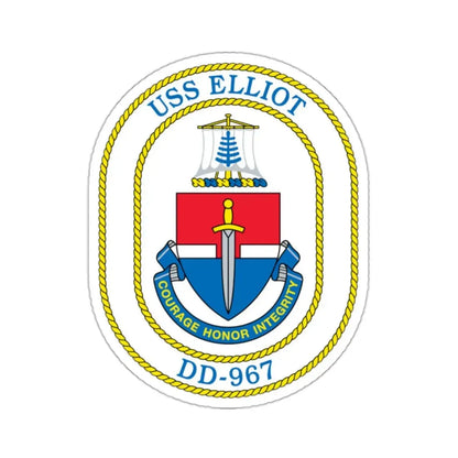 USS Elliot DD 967 (U.S. Navy) STICKER Vinyl Kiss-Cut Decal 2 Inch White - The Sticker Space