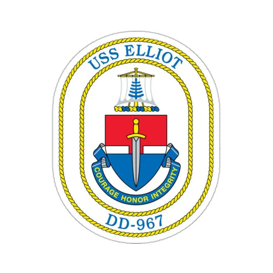 USS Elliot DD 967 (U.S. Navy) STICKER Vinyl Kiss-Cut Decal 2 Inch White - The Sticker Space