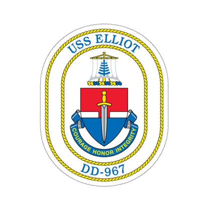 USS Elliot DD 967 (U.S. Navy) STICKER Vinyl Kiss-Cut Decal 3 Inch White - The Sticker Space