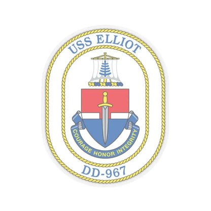 USS Elliot DD 967 (U.S. Navy) STICKER Vinyl Kiss-Cut Decal 4 Inch Transparent - The Sticker Space