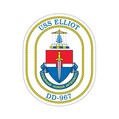 USS Elliot DD 967 (U.S. Navy) STICKER Vinyl Kiss-Cut Decal 4 Inch White - The Sticker Space