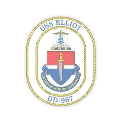USS Elliot DD 967 (U.S. Navy) STICKER Vinyl Kiss-Cut Decal 6 Inch Transparent - The Sticker Space