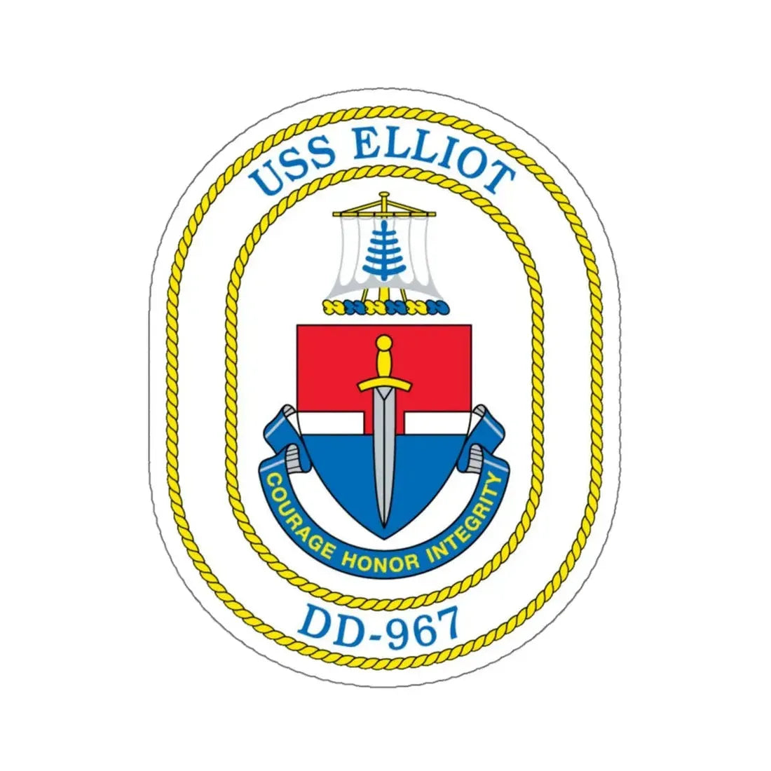 USS Elliot DD 967 (U.S. Navy) STICKER Vinyl Kiss-Cut Decal 6 Inch White - The Sticker Space