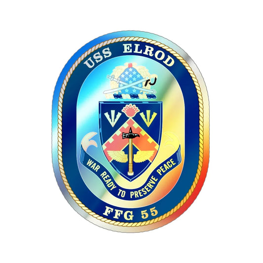 USS Elrod FFG 55 (U.S. Navy) Holographic STICKER Die-Cut Vinyl Decal 6 Inch Holographic - The Sticker Space