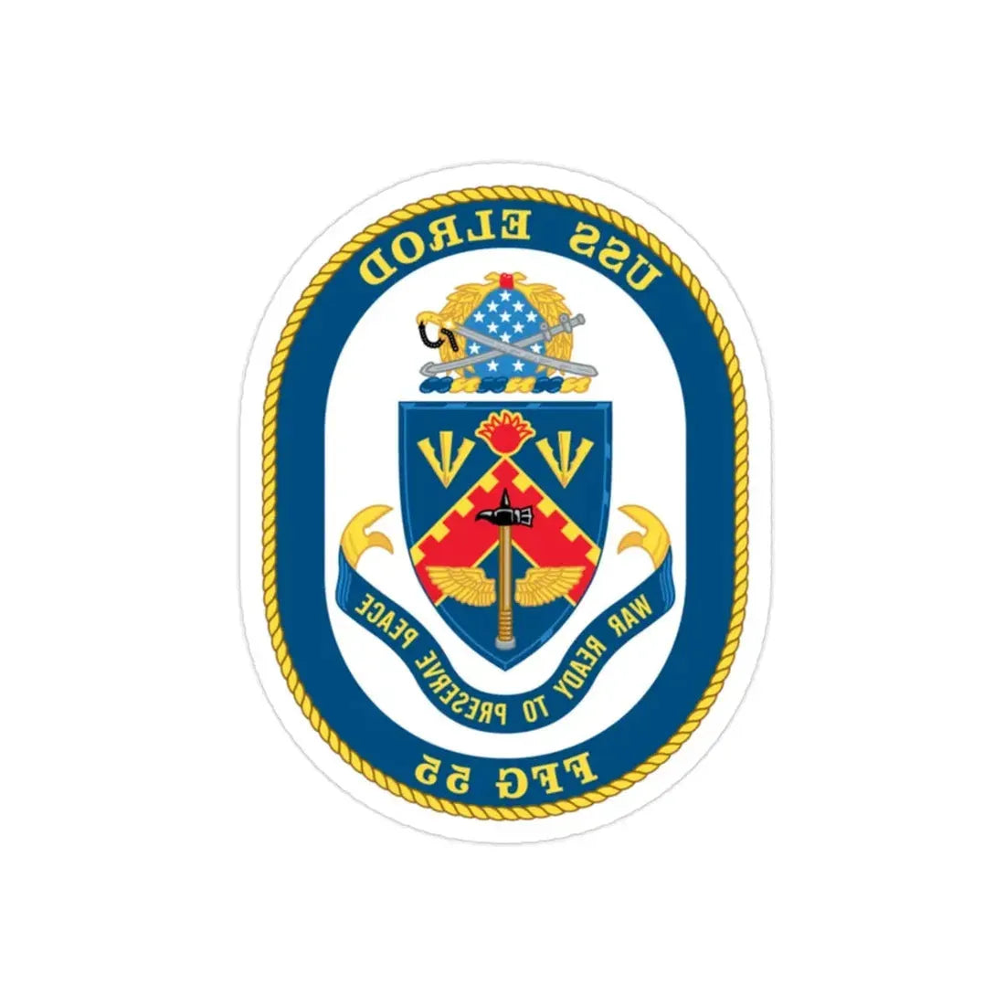 USS Elrod FFG 55 (U.S. Navy) REVERSE PRINT Transparent Die-Cut STICKER 2 Inch Die-Cut Transparent - The Sticker Space